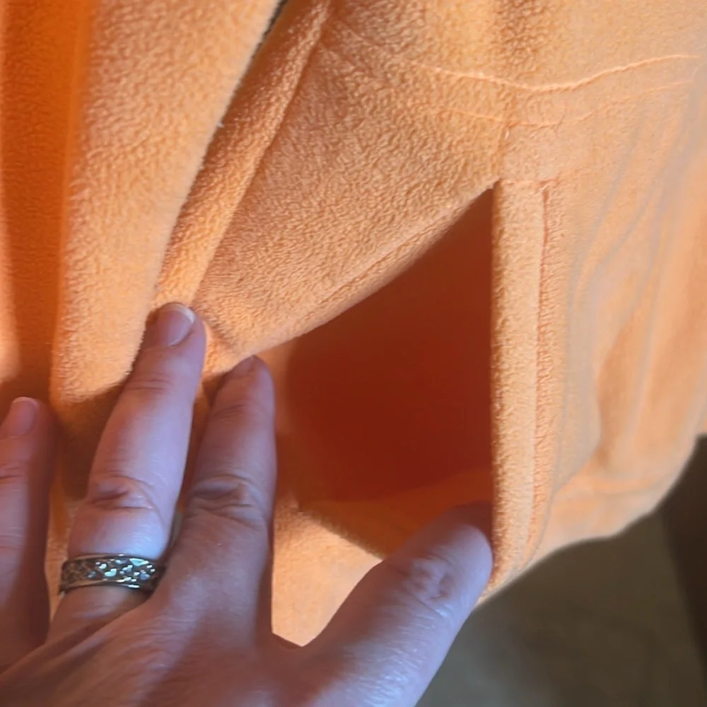 Lilly Pulitzer Peach Orange Full Zip Fleece Jacket XS Rare Color Palm Logo